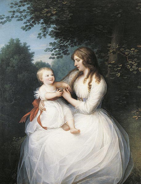 Portrait of Friederike Brun with her daughter Charlotte sitting on her lap